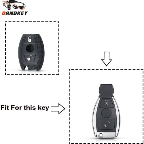 Dandkey Carbon Fiber Silicone Car Key Case Auto Key Protector Cover For Mercedes Benz A180 A200 A260 w214 w211 AMG A B C S Class