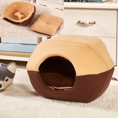 Pet House Multipurpose Cat or Small Dog Bed with Removable Cushion and Interior Pillow