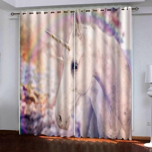 Photo Blackout Window Drapes Luxury 3D Curtains For Living room rainbow curtains horse curtain