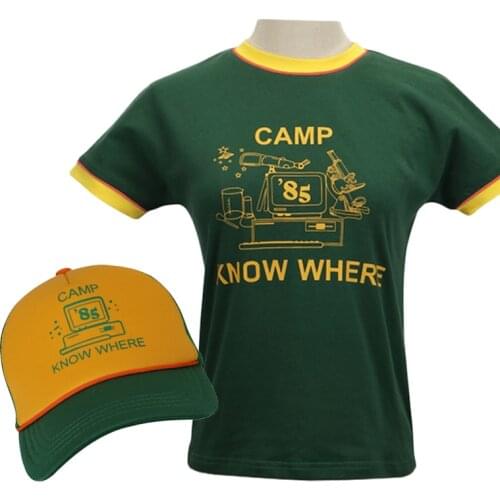 Movie Stranger Things Season 3 Hat Cosplay TShirt Dustin Baseball Tee Adult Kids Camp Know Where Green Cap Costumes T Shirt