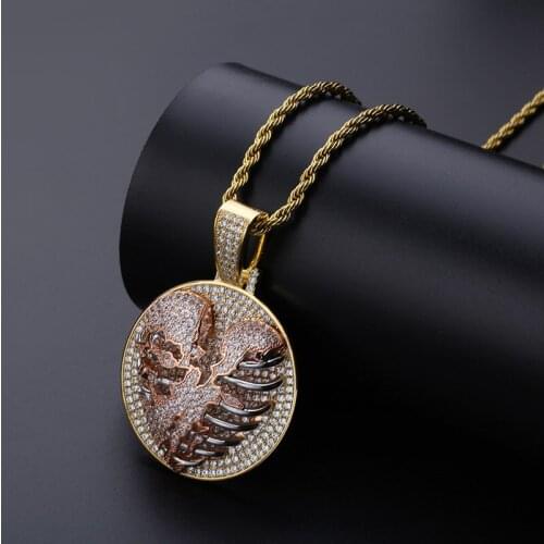 Hip Hop AAA Cubic Zirconia Paved Bling Iced Out Chest Ribs Broken Heart Pendants Necklace for Men Rapper Jewelry Drop Shipping