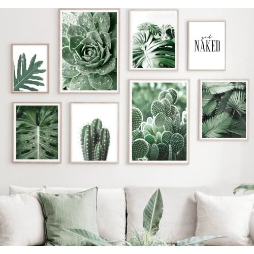 Cactus Palm Monstera Leaf Succulents Wall Art Canvas Painting Nordic Posters And Prints Wall Pictures For Living Room Home Decor