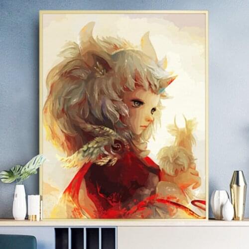 Painting By Numbers DIY Cartoon Girl Handmade Gift Paint By Number Canvas Kits Figure Acrylic Paint Decoration