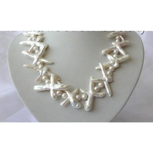 Classic big 45mm baroque white freshwater cultured pearl necklace