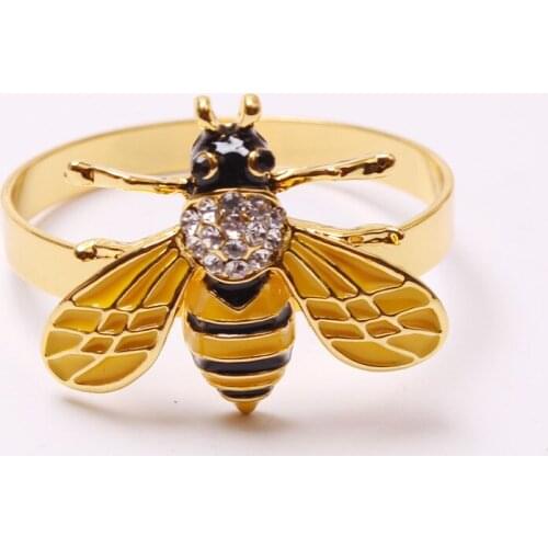 8PCS/Spot zinc alloy golden creative bee napkin ring table setting for cocktail party western food holiday jewelry
