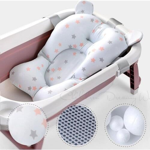 Baby Shower Bath Tub Pad Baby Foldable Non-Slip Bathtub Float Seat Support Mat Newborn Safety Security Soft Cushion Boat Chairs