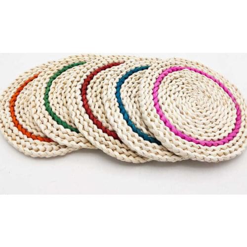 Round Straw Woven Nordic Style Non-slip Kitchen Placemat Coaster Insulation Pad Dish Coffee Cup Table Mat Home Decor 51018