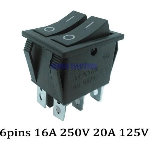 50pcs/lot 6 Pins Double ON/ON 16A 250V Boat Rocker Switch Car Truck Auto Push Button Rocker Switch