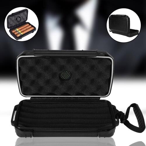 Mayitr New Waterproof Dust-proof Shockproof Travel 5 Cigars Caddy Case Box with Black Humidor 230*125*49mm