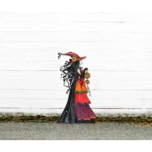 Halloween Metal Witch Decor Garden Lawn Sexy Witch Sign Ornaments European Classical Beauty Sign Board Ornaments Halloween Decor