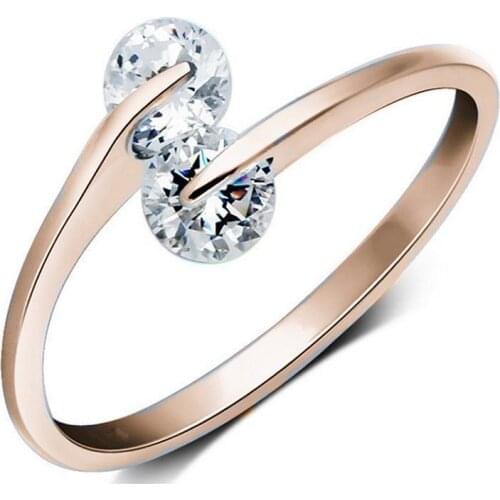 Fashion Simple Crystal Sweet Heart Ring Retro Symphony Ring Zircon Ring Jewelry