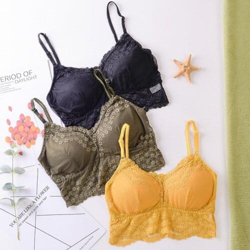 Fashion Women Beauty Back Bra Sexy Lace Stretch Bra Removable Padded Wrap Chest Sexy Floral Lace Bralette Tube Top