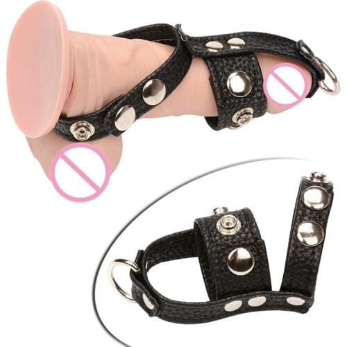 Male Penis rings Penis Erection exercise Delaying Ejaculation Rings leather chastity Cock Rings ball stretcher Sex Toys for men