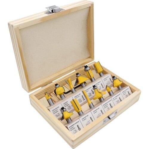 12 Pcs Carbide Tipped Router Bit Set 8mm Shank Woodworking Milling Saw Cutter Edging Router Bits Wood Drilling Power Tools