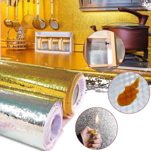 Multi-Size Kitchen Aluminum Foil Stickers Thickened Oil And Water Self-Adhesive High Temperature Resistant DIY Wallpaper