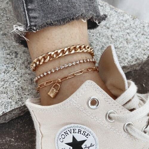 Creative snake bone chain Butterfly Pendant Anklet punk style personality alloy multi layer Anklet female