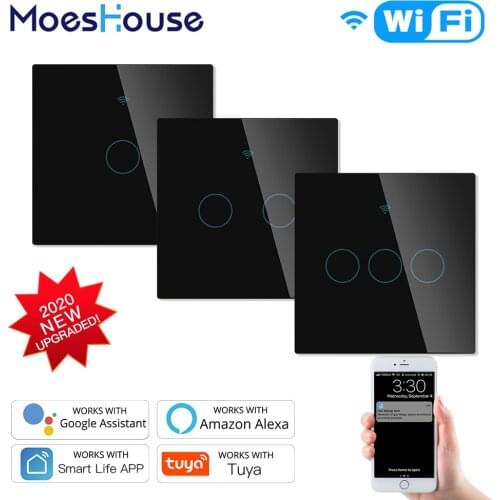 NEW Upgraded WiFi Smart RF433 Touch Switch 2/3 Way Smart Life/Tuya App Control,Alexa Google Home Voice Control 1/2/3 Gang