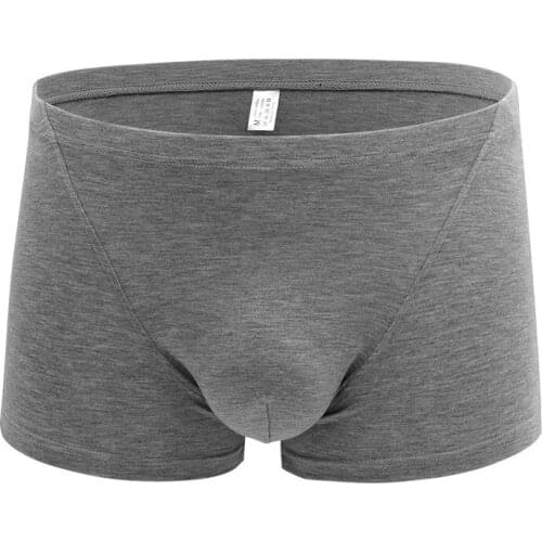 Wholesale mens underwear European size pants bamboo fiber boxer shorts fabric waist solid color underwearT