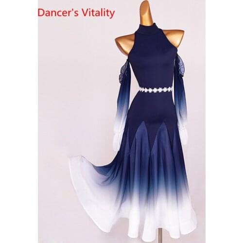 Modern Dance Dress Stand-Up Collar Mesh Sleeve Long Skirt Performance Clothing High-End Custom Child Woman Competition Clothes