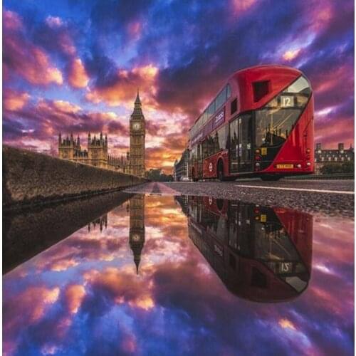 Full Square/Round 5D DIY Diamond Painting landscape Mosaic pictures of Rhinestones Diamond embroidery Bus home decoration FG1697