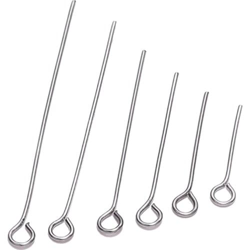 100pcs 20 25 30 35 40 45 50 mm Stainless steel Eye Pins Findings Eye Head Pins For Jewelry Making Supplies DIY Craft Accessories