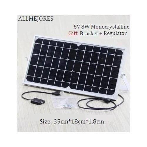 6V Solar panel mono crystalline 8W 1.4A With bracket and voltage controller solar mobile phone charger