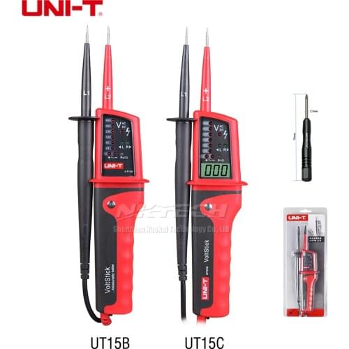 UNIT-T UT15C UT15B Waterproof Voltage Detectors Meters Pen Beeper LED Light Indicator AC/DC V Continuity Phase Rotation Tester