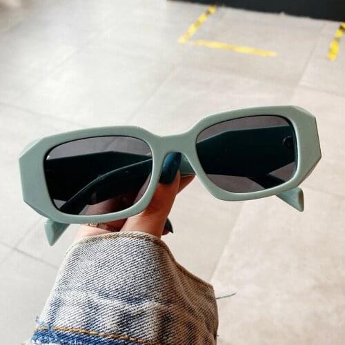 Brands Green Square Frame Sunglasses Women 2021 Popular Wide Temples Designer Shades UV Protective Acetate Sun Glasses Female