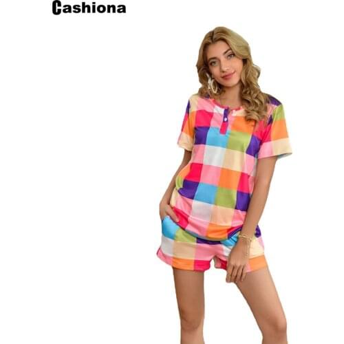 Cashiona Plus Size 5xl Women Two Piece Set 2021 Summer Casual Sleeveless Classic Plaid Shirt Sets Woman Tracksuit Streetwear