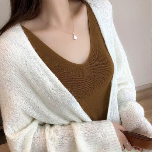 Spring Summer Knitted Top Women V Neck Korean Fashion Tank Top Female Sleeveless T-shirt Camisole Ladies Clubwear Clothing 2021