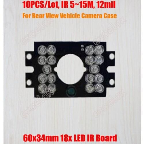 10PCS/Lot 18x LED Board IR 5m~15m 12mil 60x34mm PCB Infrared Night Vision for Rear Back View Vehicle Mount Mobile CCTV Camera