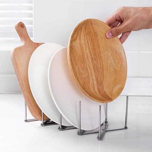 2 Pcs Pot Lid Organizer Foldable Stainless Steel Extended Bowl Rack Sink Plate Stand Holder Dish Drainer Storage Shelf