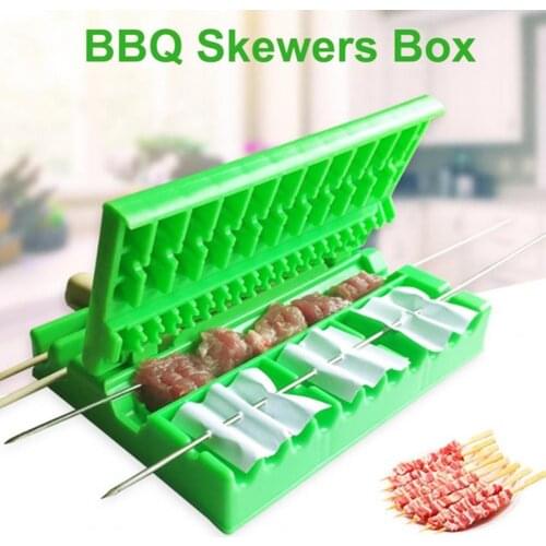 3 in 1 Home Outdoor Reusable BBQ Barbecue Food Meat Skewers Box Accessory Tools