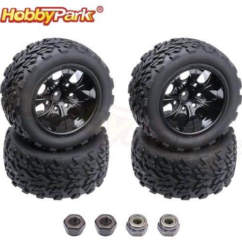 4pcs/Lot 3.2" Rubber RC Truck Tyre & Wheel Rim 12mm Hex For HSP BRONTOSAURUS 94111 Redcat Volcano EPX Pro