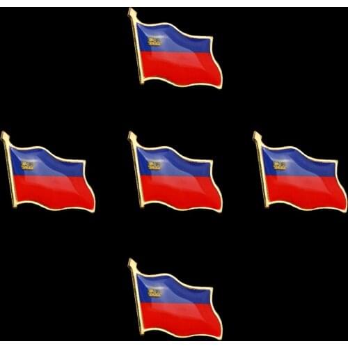 5PCS Liechtenstein National Flag Brooch European Enamel Epoxy Tie Lapel Unisex Safety Buckle Pin Badge Collectibles Jewelry