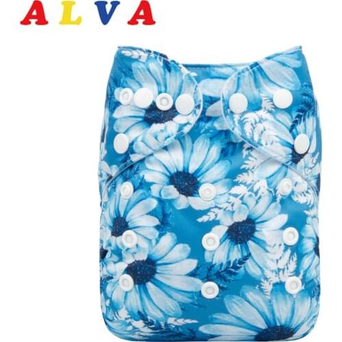 Alvababy New Digital Printed Cloth Diapers Baby Washable Nappy with Microfiber Insert