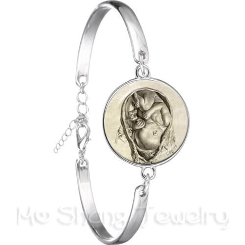 Human Anatomy Organ Bracelet 18mm Glass Cabochon Science Medical Punk Brain Eye Jewelry Silver Plated Chain Bangle Creative Gift