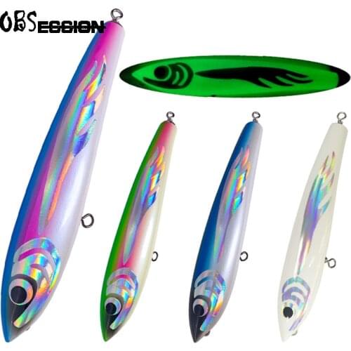 Saltwater Fishing Wooden Stick Bait 120g 22.5cm Deep sea pencil Topwater Fishing lure Wood Popper GT Surface Trolling Tuna bait