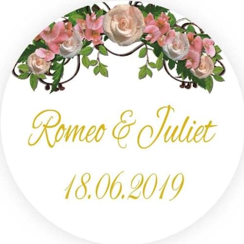 DouxArt 100pcs Personalized Stickers Seals, 40mm Wedding Baptism Birthday Party Graduation Communion Gift Boxes Labels V664