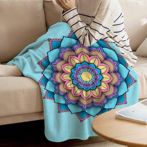Mandala Pattern Printed Flannel Blanket Soft Throw Blanket Machine Washable Blankets for Beds
