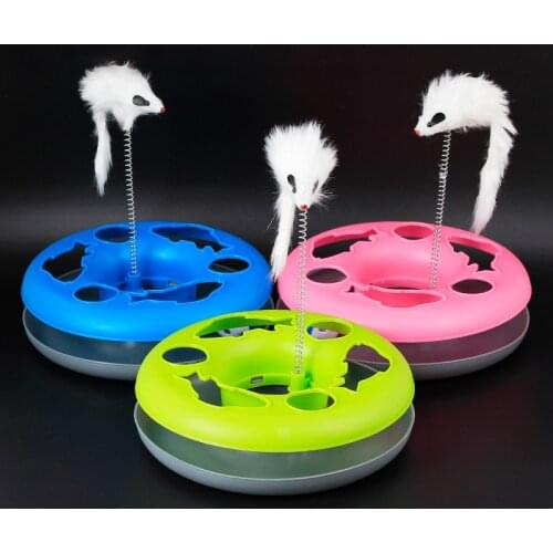 Pet Cat Round Play Board Spring Mouse Interactive Toys Game Amusemen Single Layer Turntable Plate Pets Cat Supply Training Toy