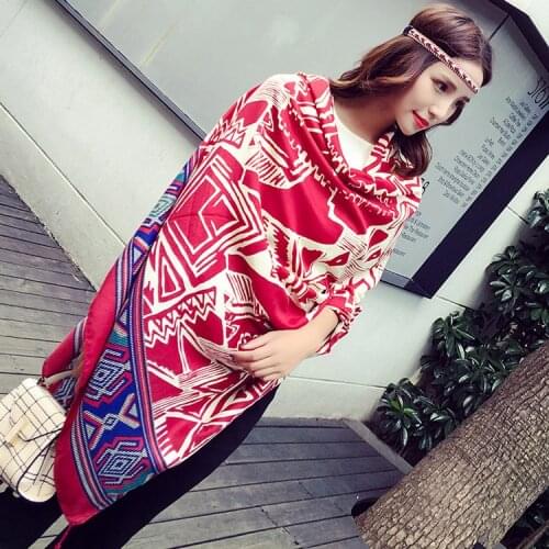 Summer Cotton and Linen National Wind Scarf Travel Holiday Sunscreen Air Conditioning Shawl Female Beach Beach Towel Scarf