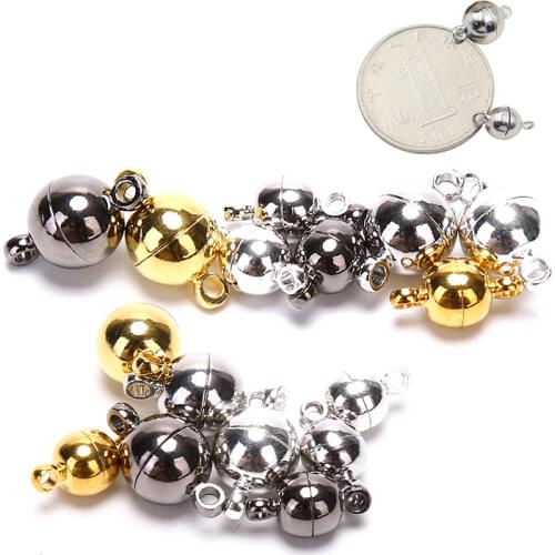 10 pcs/pack Magnetic Lobster Clasps Alloy Buckle Hook Round Ball DIY Jewelry Making Findings 4 Colors 6mm/8mm