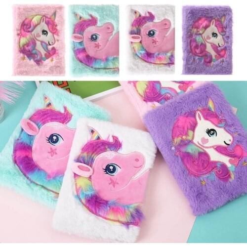 Cute Novelty Notebook Cartoon Colorful Dream Unicorn Plush Notebooks for Girls Kawaii Notepad Diary Book Stationery Gift