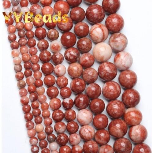 Natural China Red Jaspers Beads Mana Crystal Stone Smooth Beads 4mm 6mm 8mm 10mm 12mm 15" For Jewelry Making DIY Charm Bracelets