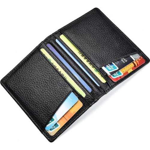 New Fashion Business Credit Card Holder Driving License ID Card Holder Case Bifold Purse Male Litchi Leather Wallet Purse Bag