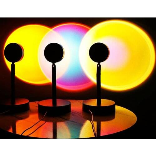 Sunset Projection Lamp Rainbow Atmosphere Led Projector Night Light for Home Bedroom BackWall Decoration USB Table Lamp