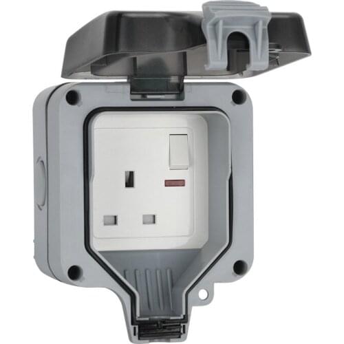 Industrial Waterproof EU Standard Wall Socket Electrical Power Plug IP66 13A Switch with Indicator Light Outlet Grounded Tools