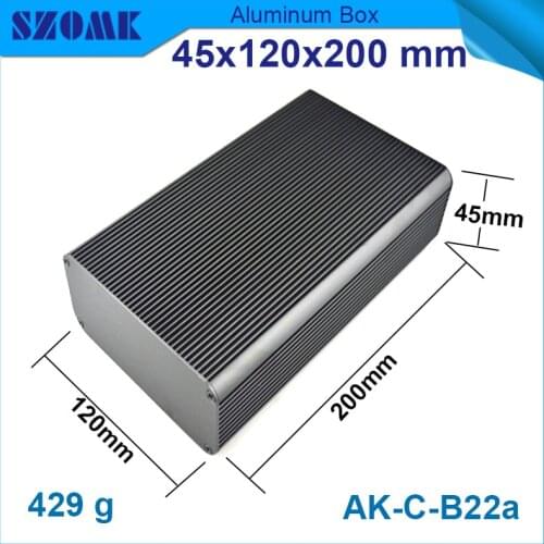 1 piece free shipping black electrical aluminum housing heatsink junction case for industry 45*120*200mm