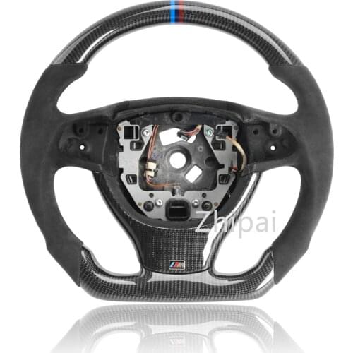 Carbon fiber steering wheel Alcantarar handlebar For BMW 5 6 7 Series F10 F18 assembly without Shifter paddle position